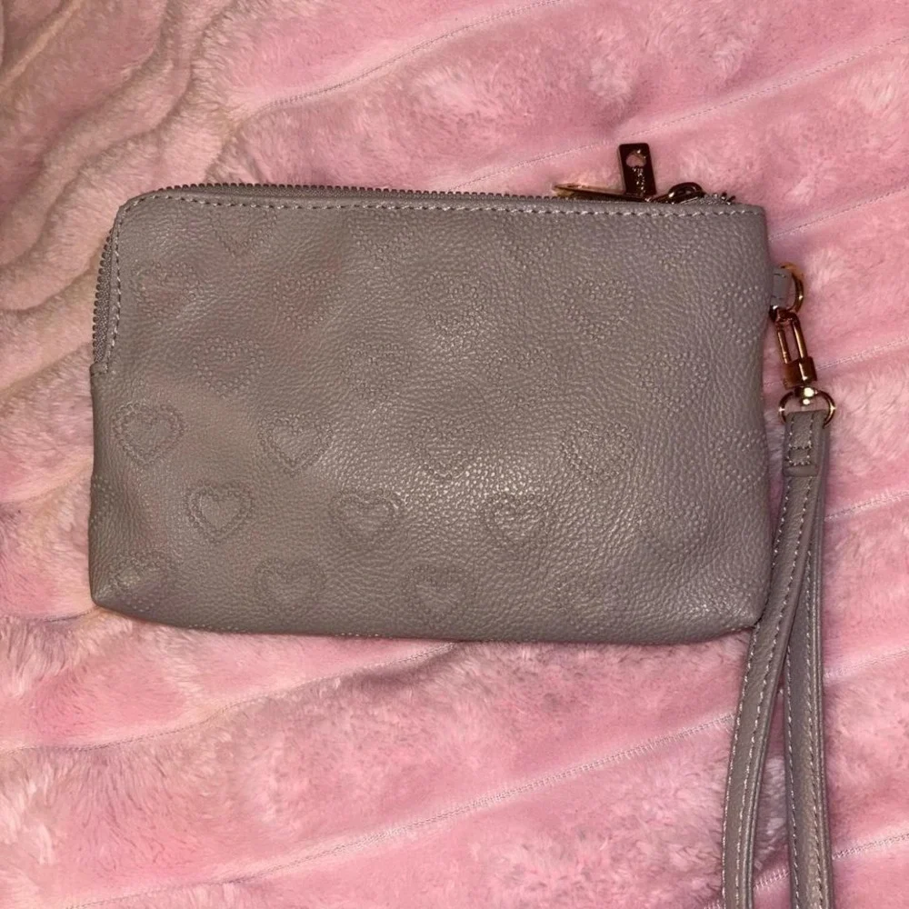 Y2K coquette grey Betsy Johnson hearts wallet